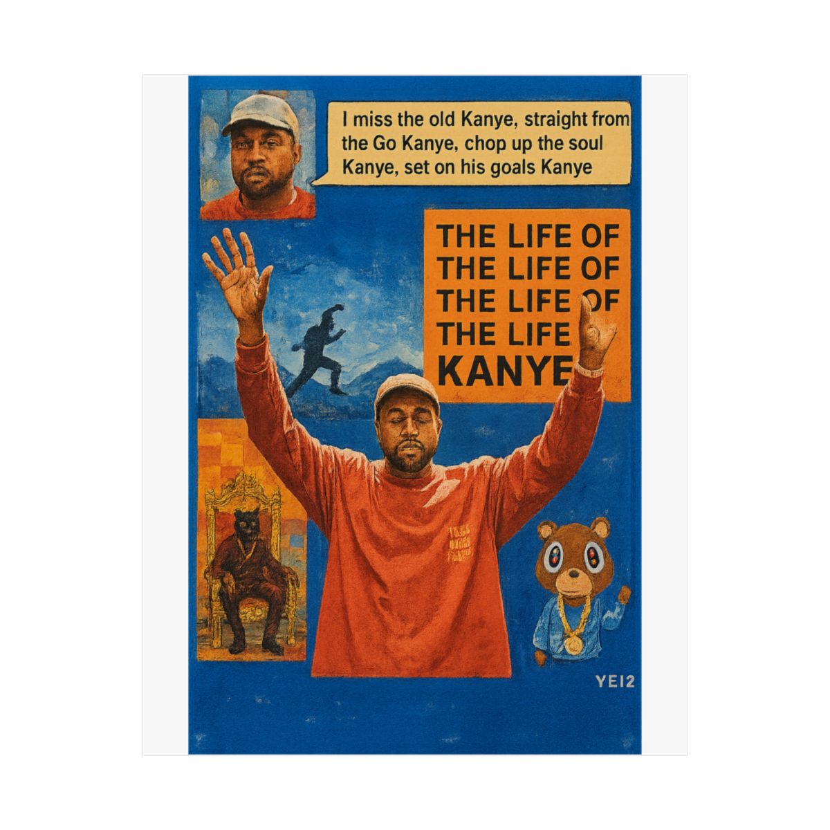 Old Kanye College Flag Poster | Retro Hip-Hop Wall Art