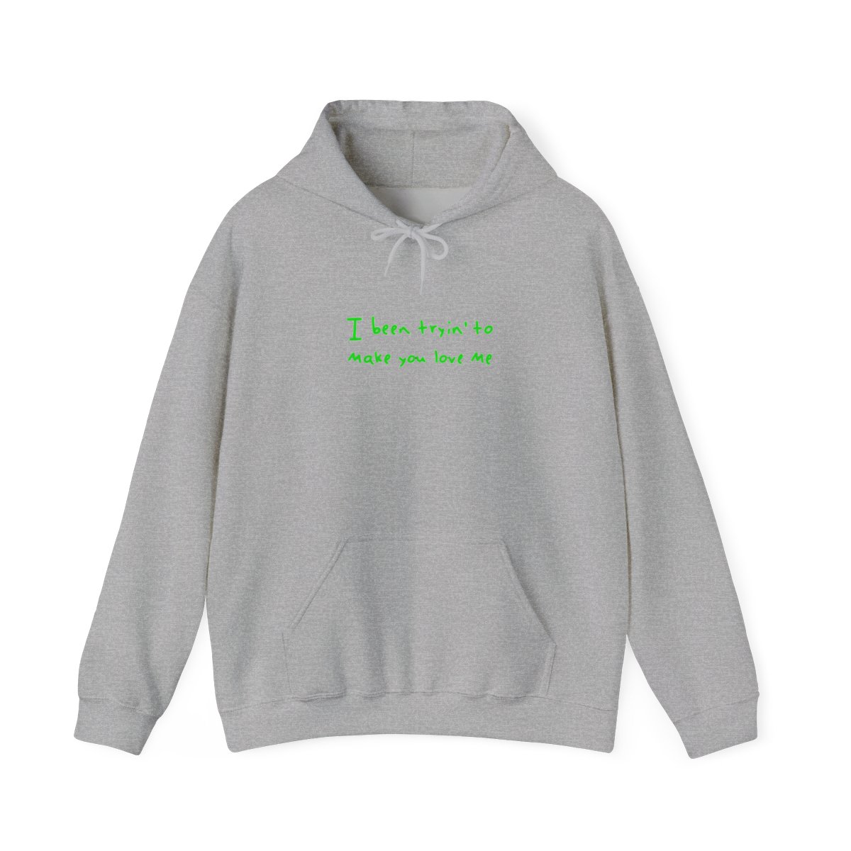 I Been Tryin' to Make You Love Me Green Embroidered Hoodie - Breakup Lyric Fan Gift