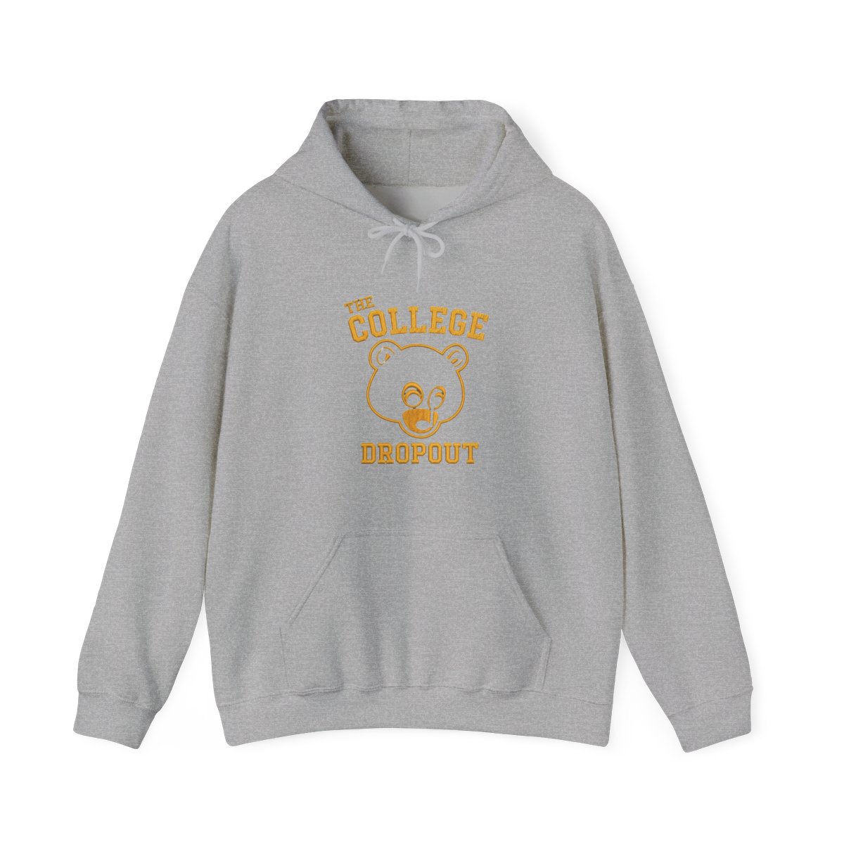College Dropout Bear Gold Embroidered Hoodie - Rebel Hustler Gift