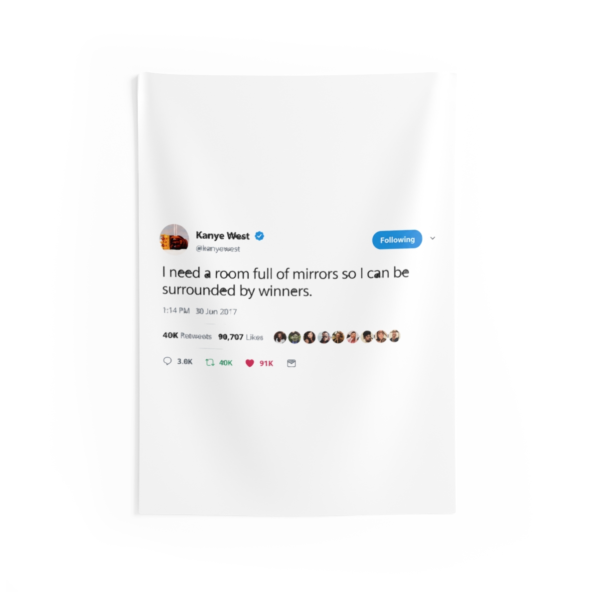 Kanye Tapestry,I Need a Room Full of Mirrors Wall Banner with 4 Brass Grommets,Funny Flag Decorations,Flag For Room,University Dorm,Outdoor, Parties,Queuing Flags