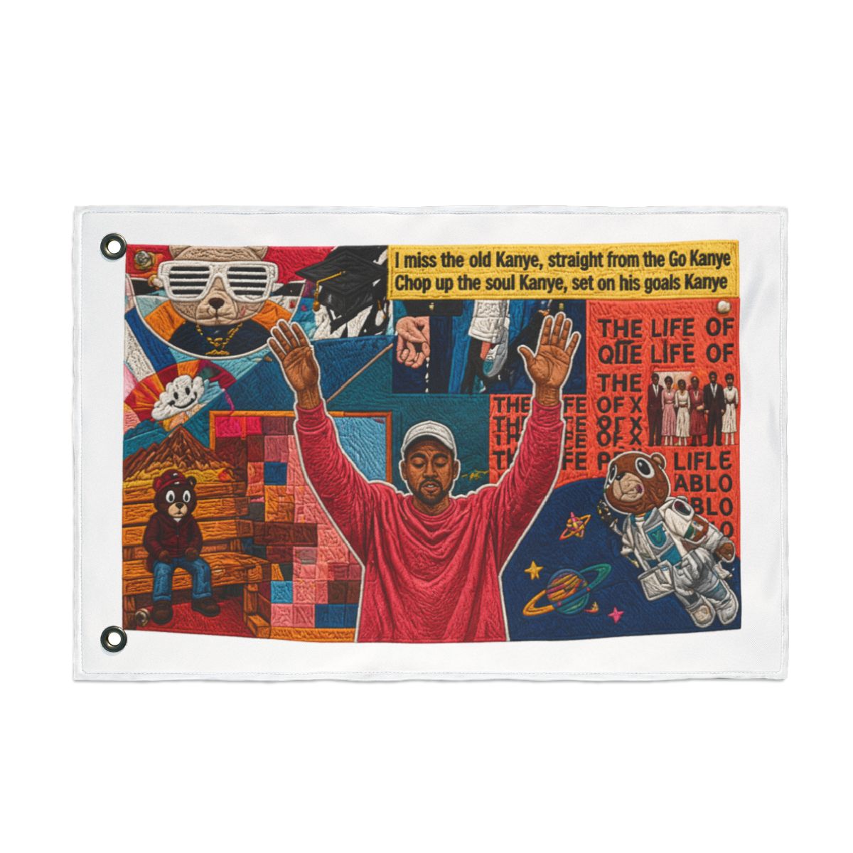 3x5 Feet The Old Kanye Funny Polyester Flag with Four Brass Grommets - Funny Single Sided Poster for Badroom - Durable Man Cave Wall Flag - Cool Bedroom Living room wall Decorations